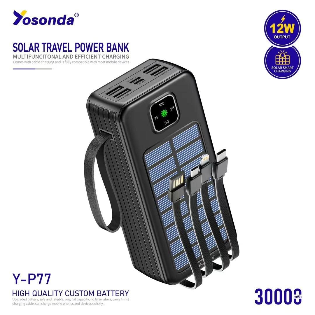 پاوربانک خورشیدی30000 هزار میلی آمپر برند Yosonda مدل Y-P77